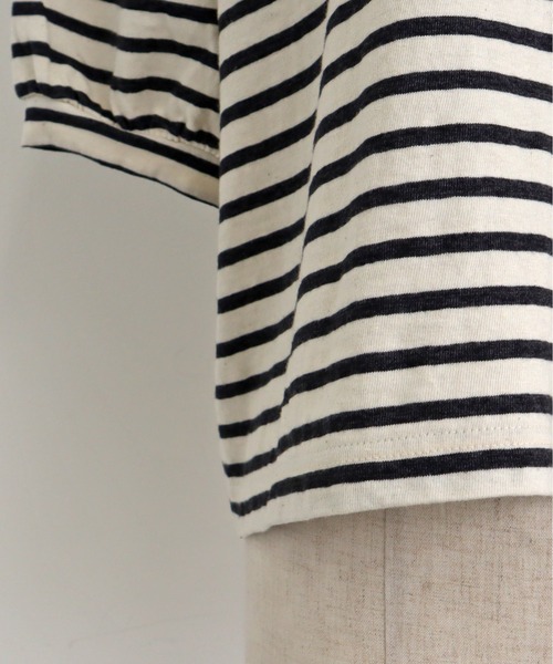 Malle（マル）の「malle ヴィンテージフォギーボーダーMalleテープパフTシャツ（Tシャツ/カットソー・レディース・グレー系その他・FREE）」の5枚目の写真