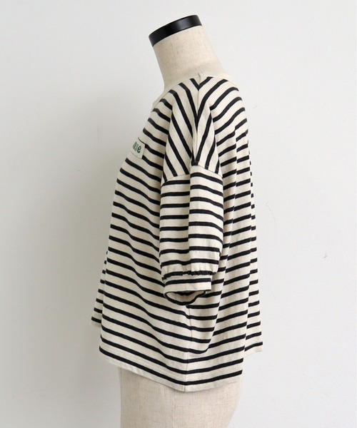 Malle（マル）の「malle ヴィンテージフォギーボーダーMalleテープパフTシャツ（Tシャツ/カットソー・レディース・グレー系その他・FREE）」の8枚目の写真