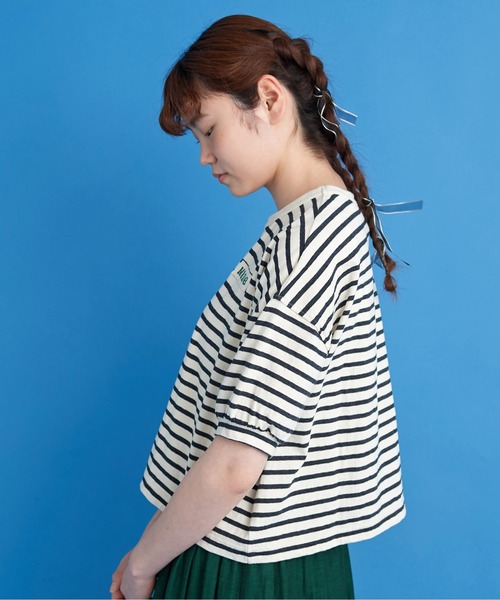 Malle（マル）の「malle ヴィンテージフォギーボーダーMalleテープパフTシャツ（Tシャツ/カットソー・レディース・グレー系その他・FREE）」の14枚目の写真