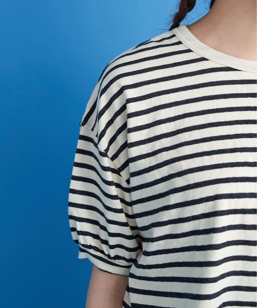 Malle（マル）の「malle ヴィンテージフォギーボーダーMalleテープパフTシャツ（Tシャツ/カットソー・レディース・グレー系その他・FREE）」の18枚目の写真