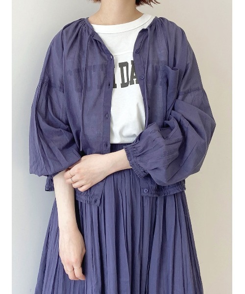 Samansa Mos2 blue（サマンサモスモスブルー）の「ボイルブラウス（シャツ/ブラウス・レディース・イエロー/ネイビー/ブラック/ベージュ・ﾌﾘ-）」の3枚目の写真