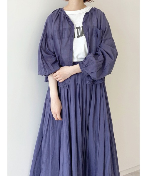 Samansa Mos2 blue（サマンサモスモスブルー）の「ボイルブラウス（シャツ/ブラウス・レディース・イエロー/ネイビー/ブラック/ベージュ・ﾌﾘ-）」の12枚目の写真