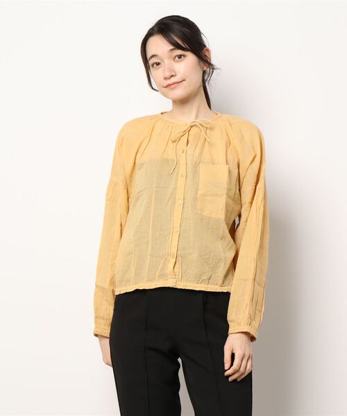 Samansa Mos2 blue（サマンサモスモスブルー）の「ボイルブラウス（シャツ/ブラウス・レディース・イエロー/ネイビー/ブラック/ベージュ・ﾌﾘ-）」の5枚目の写真