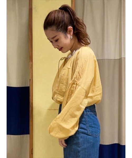 Samansa Mos2 blue（サマンサモスモスブルー）の「ボイルブラウス（シャツ/ブラウス・レディース・イエロー/ネイビー/ブラック/ベージュ・ﾌﾘ-）」の7枚目の写真