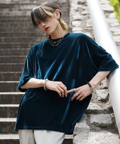 G.O.C（ジーオーシー）の「オーバーサイズ サマー ベロア TEE（Tシャツ/カットソー・メンズ・ワイン/グレー/ブラック/ブルーグリーン/パープル・LARGE/MEDIUM）」の4枚目の写真
