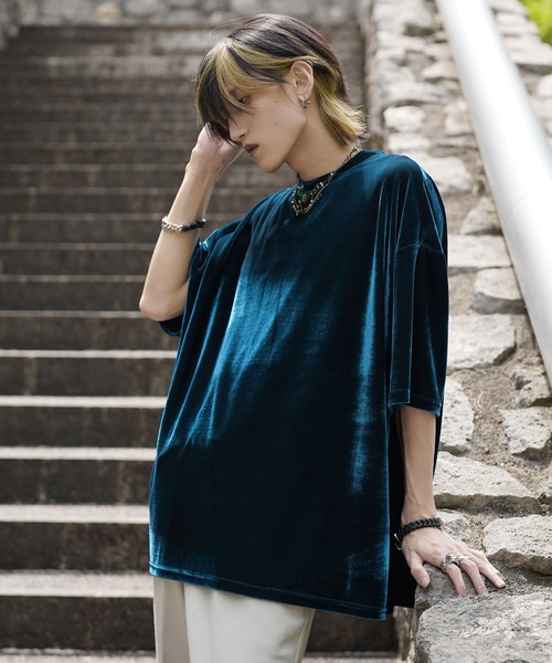 G.O.C（ジーオーシー）の「オーバーサイズ サマー ベロア TEE（Tシャツ/カットソー・メンズ・ワイン/グレー/ブラック/ブルーグリーン/パープル・LARGE/MEDIUM）」の17枚目の写真