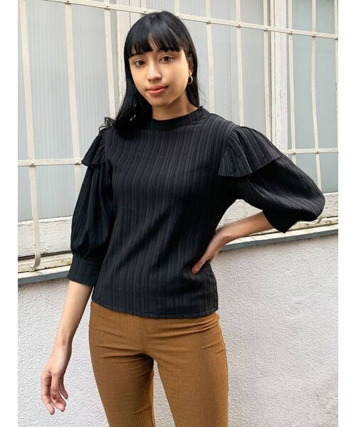 EMODA（エモダ）の「カバーハイネックブラウス（シャツ/ブラウス・レディース・ミント/ホワイト/ブラック・FREE）」の4枚目の写真