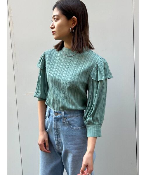 EMODA（エモダ）の「カバーハイネックブラウス（シャツ/ブラウス・レディース・ミント/ホワイト/ブラック・FREE）」の10枚目の写真