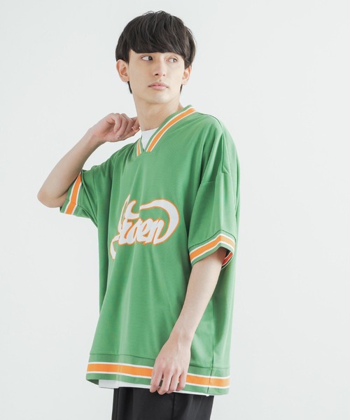Rocky Monroe（ロッキーモンロー）の「オーバーサイズ メッシュラインリブ Vネックビッグシルエット半袖Tシャツ（Tシャツ/カットソー・メンズ・ブラック/グリーン/グレー/ホワイト・L/M）」の14枚目の写真