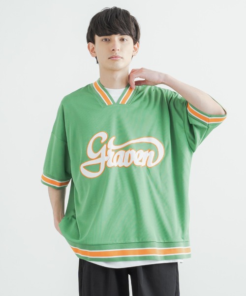 Rocky Monroe（ロッキーモンロー）の「オーバーサイズ メッシュラインリブ Vネックビッグシルエット半袖Tシャツ（Tシャツ/カットソー・メンズ・ブラック/グリーン/グレー/ホワイト・L/M）」の15枚目の写真