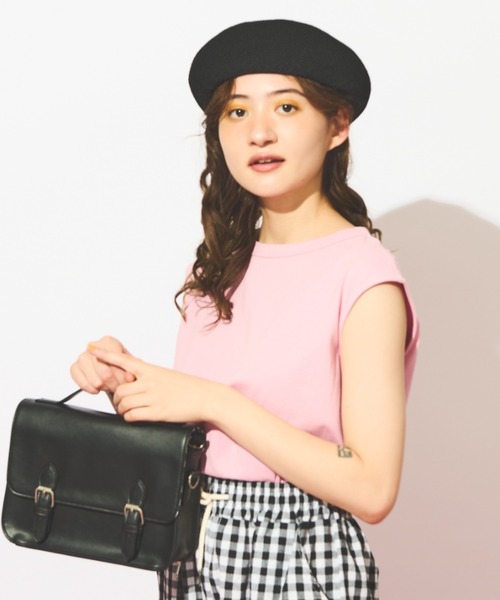 MERLOT（メルロー）の「フレンチスリーブトップス（Tシャツ/カットソー・レディース・ホワイト/ブラック/ピンク/オレンジ/グリーン・FREE）」の4枚目の写真