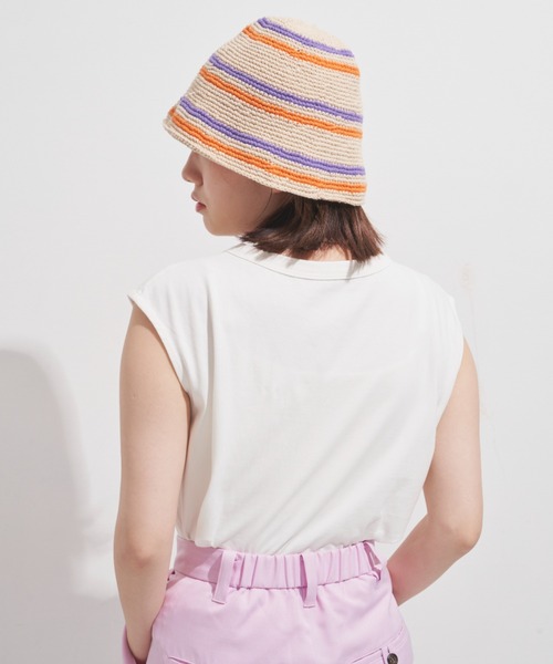 MERLOT（メルロー）の「フレンチスリーブトップス（Tシャツ/カットソー・レディース・ホワイト/ブラック/ピンク/オレンジ/グリーン・FREE）」の17枚目の写真