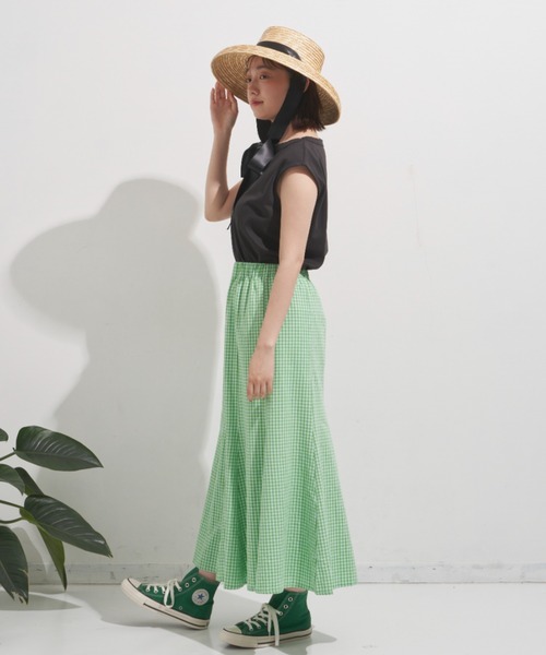 MERLOT（メルロー）の「フレンチスリーブトップス（Tシャツ/カットソー・レディース・ホワイト/ブラック/ピンク/オレンジ/グリーン・FREE）」の6枚目の写真