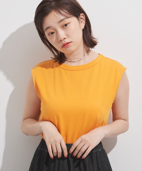 MERLOT（メルロー）の「フレンチスリーブトップス（Tシャツ/カットソー・レディース・ホワイト/ブラック/ピンク/オレンジ/グリーン・FREE）」の15枚目の写真