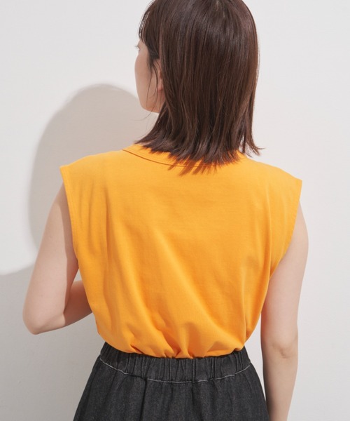 MERLOT（メルロー）の「フレンチスリーブトップス（Tシャツ/カットソー・レディース・ホワイト/ブラック/ピンク/オレンジ/グリーン・FREE）」の9枚目の写真