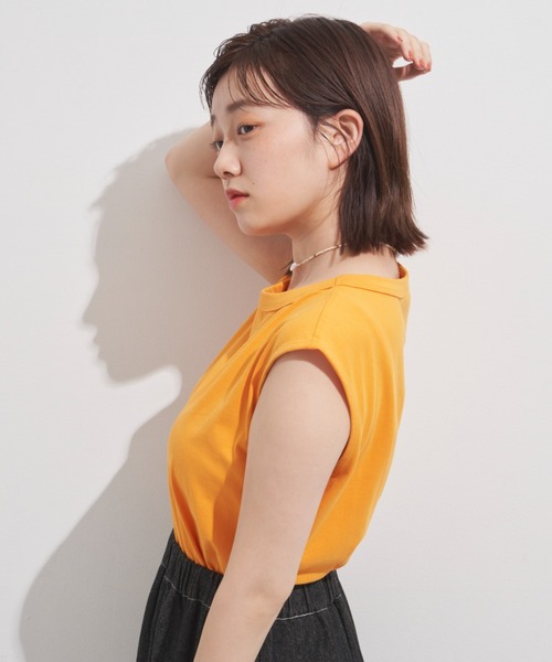 MERLOT（メルロー）の「フレンチスリーブトップス（Tシャツ/カットソー・レディース・ホワイト/ブラック/ピンク/オレンジ/グリーン・FREE）」の21枚目の写真