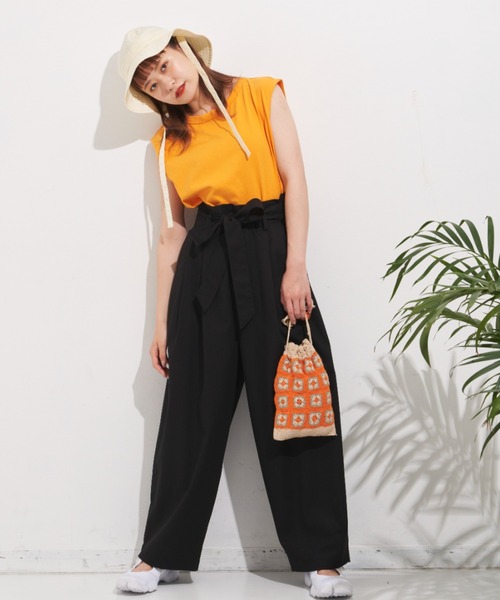 MERLOT（メルロー）の「フレンチスリーブトップス（Tシャツ/カットソー・レディース・ホワイト/ブラック/ピンク/オレンジ/グリーン・FREE）」の16枚目の写真