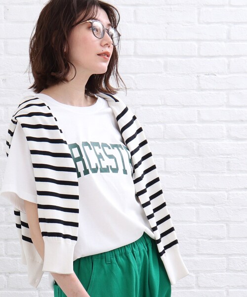 SHOO・LA・RUE(シューラルー)の「◆カレッジロゴプリントTシャツ(Tシャツ/カットソー・レディース・チャコールグレー/ホワイト系・01/02/03)」の1枚目の写真