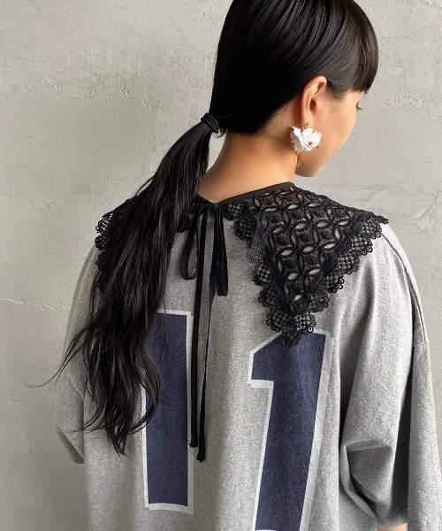 JF Ready Made（ジェイエフレディメイド）の「[Jf Ready Made/ジェイエフレディメイド] コットンレース 2WAY付け襟（付け襟・レディース・ホワイト/ブラック・F）」の2枚目の写真