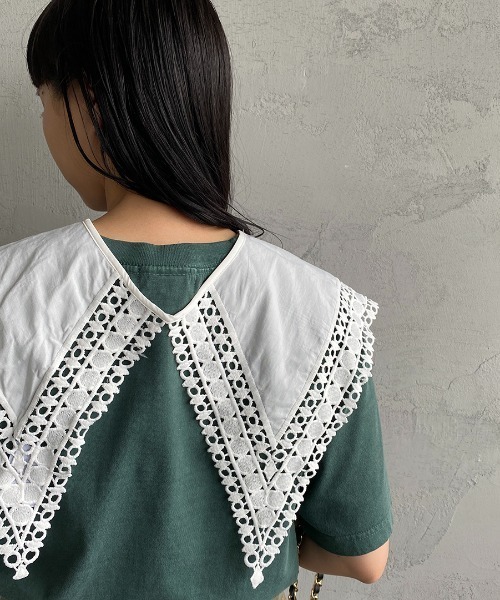 JF Ready Made（ジェイエフレディメイド）の「[Jf Ready Made/ジェイエフレディメイド] コットンレース 2WAY付け襟（付け襟・レディース・ホワイト/ブラック・F）」の4枚目の写真