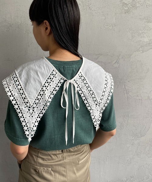 JF Ready Made（ジェイエフレディメイド）の「[Jf Ready Made/ジェイエフレディメイド] コットンレース 2WAY付け襟（付け襟・レディース・ホワイト/ブラック・F）」の7枚目の写真