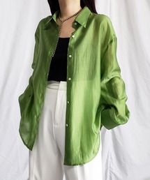 me+em select | 【5色展開】シアーグロスヴィンテージサテンオーバーシャツ(シャツ/ブラウス)