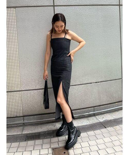 EVRIS(エヴリス)の「キャミタイトロングデニムワンピース(ワンピース・レディース・ブラック/インディゴブルー・FREE)」の20枚目の写真