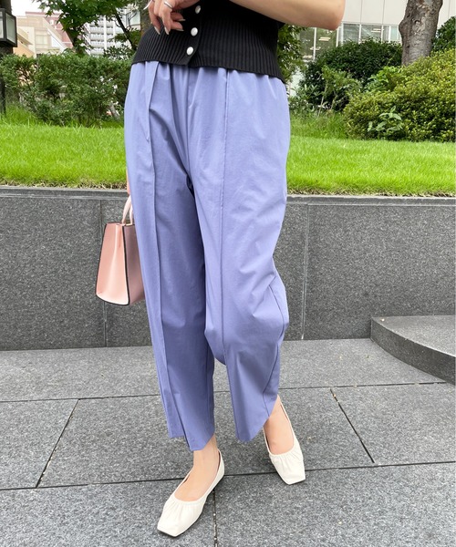 StyleSea(スタイルシー)の「クールタッチセンタータックストレッチスラックスパンツ(スラックス・レディース・ブルー/チャコール・FREE)」の2枚目の写真