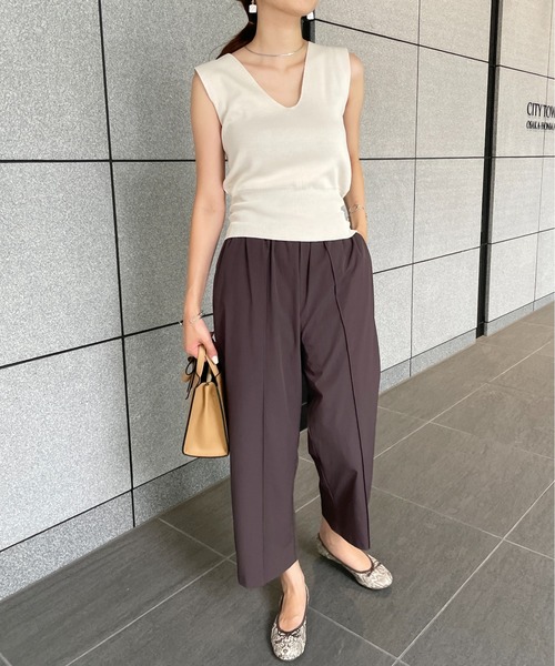 StyleSea(スタイルシー)の「クールタッチセンタータックストレッチスラックスパンツ(スラックス・レディース・ブルー/チャコール・FREE)」の18枚目の写真