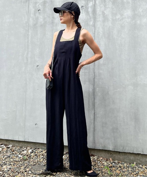 YUKIEコラボ】リネンライクワイドサロペットパンツ（サロペット