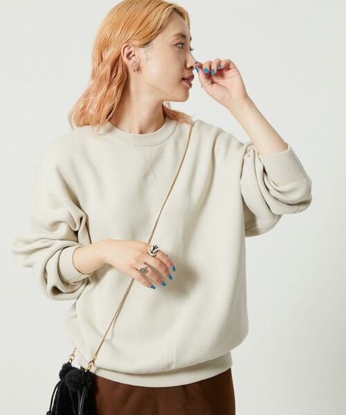 FREAK'S STORE(フリークスストア)の「【WEB限定】スウェットライクニット(ニット/セーター・レディース・ナチュラル/ライトグレー/ブラック/ベージュ/レッド・フリ-)」の13枚目の写真