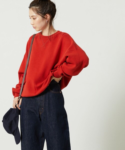 FREAK'S STORE(フリークスストア)の「【WEB限定】スウェットライクニット(ニット/セーター・レディース・ナチュラル/ライトグレー/ブラック/ベージュ/レッド・フリ-)」の12枚目の写真