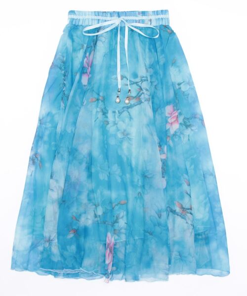 PRIVATE BEACH(プライベートビーチ)の「花柄シフォンフレアロングスカート(スカート・レディース・ブラック/グレー/ブルー/ライトグリーン/ライトピンク・S/M/L)」の13枚目の写真