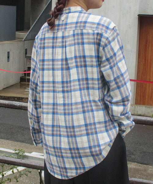 GEVACO（ゲバコ）の「【GEVACO/ゲバコ】バンドカラー ネルチェックシャツ（シャツ/ブラウス・メンズ・ブルー系その他/グリーン系その他/ブラック系その他・S/M/L）」の4枚目の写真