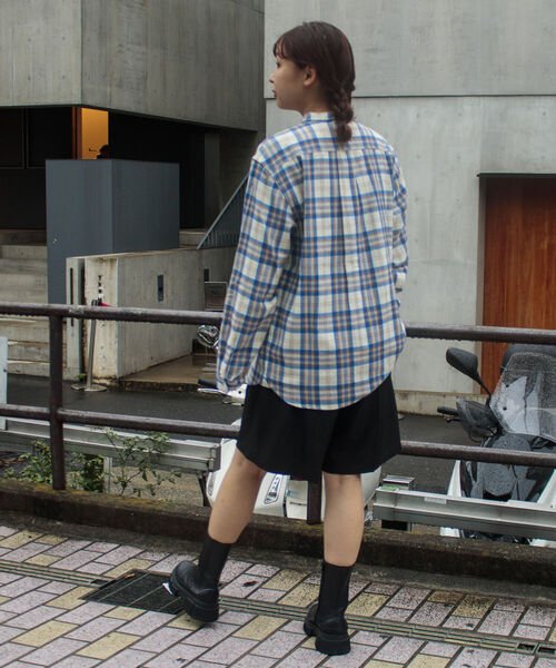 GEVACO（ゲバコ）の「【GEVACO/ゲバコ】バンドカラー ネルチェックシャツ（シャツ/ブラウス・メンズ・ブルー系その他/グリーン系その他/ブラック系その他・S/M/L）」の18枚目の写真