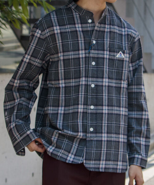 GEVACO（ゲバコ）の「【GEVACO/ゲバコ】バンドカラー ネルチェックシャツ（シャツ/ブラウス・メンズ・ブルー系その他/グリーン系その他/ブラック系その他・S/M/L）」の5枚目の写真