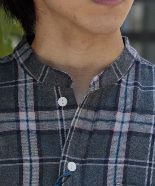 GEVACO（ゲバコ）の「【GEVACO/ゲバコ】バンドカラー ネルチェックシャツ（シャツ/ブラウス・メンズ・ブルー系その他/グリーン系その他/ブラック系その他・S/M/L）」の22枚目の写真