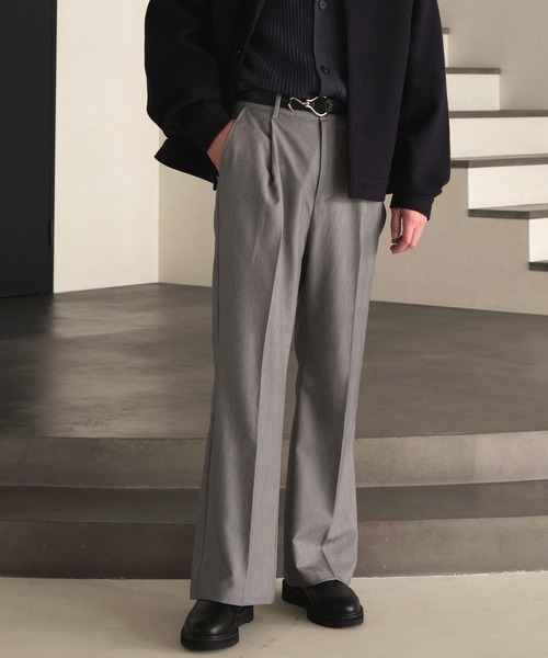 EMMA CLOTHES(エマクローズ)の「TRストレッチスーツ地 1タック センタープレス スリム フレアパンツ EMMA CLOTHES(スラックス・メンズ・ブラック/ミックスグレー/ナチュラル/グリーン系その他/ブルー系その他/ブルー系その他2・M/L/S)」の3枚目の写真