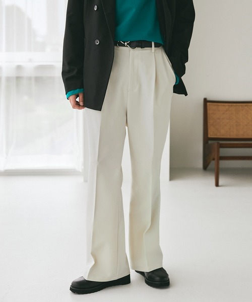EMMA CLOTHES(エマクローズ)の「TRストレッチスーツ地 1タック センタープレス スリム フレアパンツ EMMA CLOTHES(スラックス・メンズ・ブラック/ミックスグレー/ナチュラル/グリーン系その他/ブルー系その他/ブルー系その他2・M/L/S)」の10枚目の写真