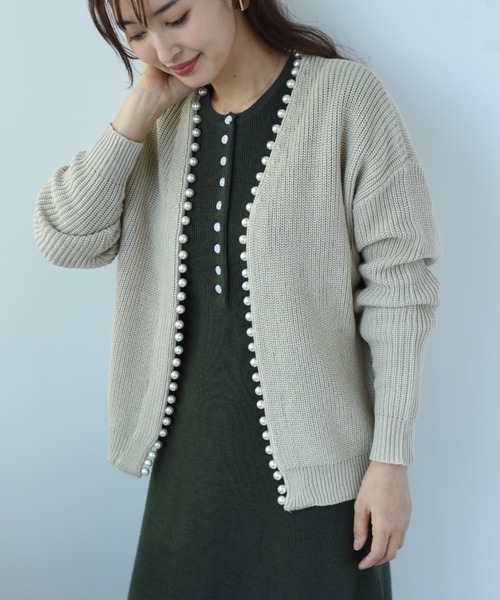 INTERPLANET（インタープラネット）の「パールドルマンプルカーディガン（カーディガン/ボレロ・レディース・チャコールグレー/ブラック/パープル/ベージュ・FREE）」の5枚目の写真