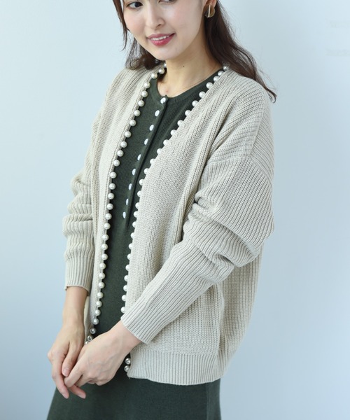 INTERPLANET（インタープラネット）の「パールドルマンプルカーディガン（カーディガン/ボレロ・レディース・チャコールグレー/ブラック/パープル/ベージュ・FREE）」の7枚目の写真