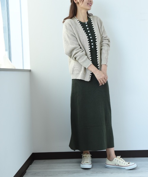 INTERPLANET（インタープラネット）の「パールドルマンプルカーディガン（カーディガン/ボレロ・レディース・チャコールグレー/ブラック/パープル/ベージュ・FREE）」の8枚目の写真