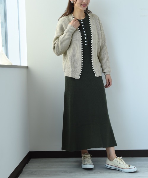 INTERPLANET（インタープラネット）の「パールドルマンプルカーディガン（カーディガン/ボレロ・レディース・チャコールグレー/ブラック/パープル/ベージュ・FREE）」の9枚目の写真