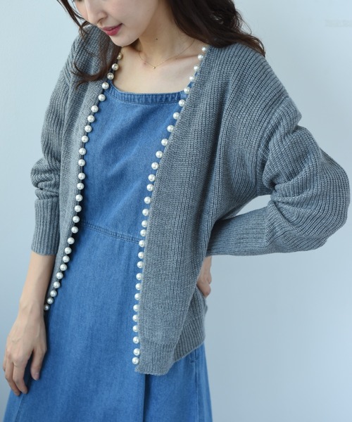 INTERPLANET（インタープラネット）の「パールドルマンプルカーディガン（カーディガン/ボレロ・レディース・チャコールグレー/ブラック/パープル/ベージュ・FREE）」の10枚目の写真