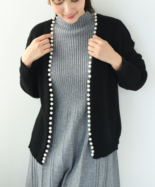 INTERPLANET（インタープラネット）の「パールドルマンプルカーディガン（カーディガン/ボレロ・レディース・チャコールグレー/ブラック/パープル/ベージュ・FREE）」の16枚目の写真