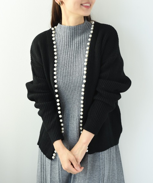 INTERPLANET（インタープラネット）の「パールドルマンプルカーディガン（カーディガン/ボレロ・レディース・チャコールグレー/ブラック/パープル/ベージュ・FREE）」の19枚目の写真