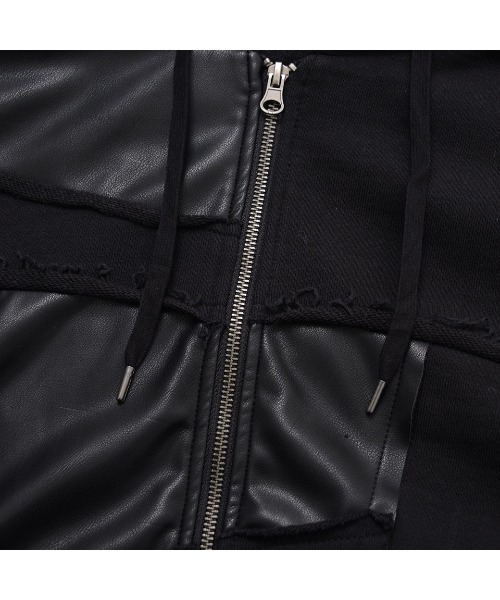 CIVARIZE PUレザーパッチワークパーカー CIVARIZE PUレザーパッチワークパーカー