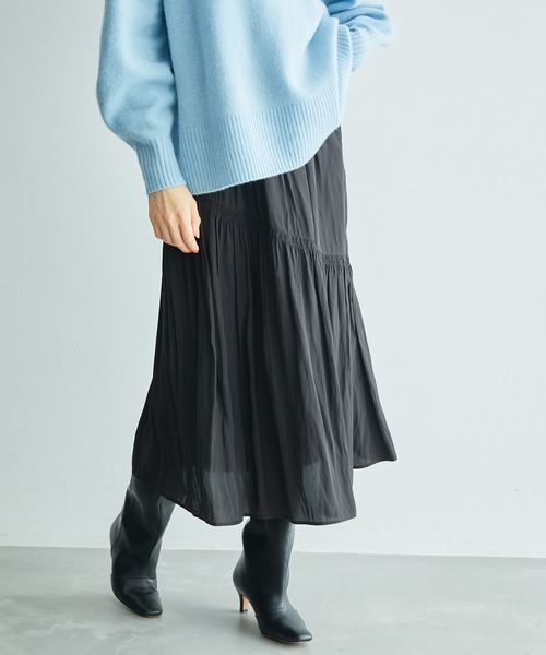 ROPE'（ロペ）の「アシンメトリーティアードギャザースカート（スカート・レディース・ブラック/オフホワイト/ベージュ系その他・38/36）」の3枚目の写真