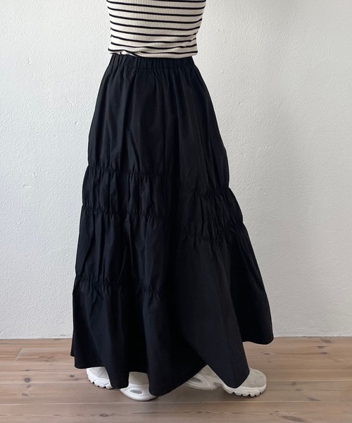 wee9s(ウィークス)の「many many gather skirt / ウエストゴムメニーメニーギャザーシャーリングースカート(スカート・レディース・ブラック/ホワイト/ネイビー/ブラウン・FREE)」の18枚目の写真