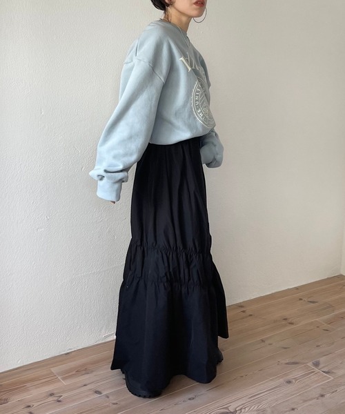 wee9s(ウィークス)の「many many gather skirt / ウエストゴムメニーメニーギャザーシャーリングースカート(スカート・レディース・ブラック/ホワイト/ネイビー/ブラウン・FREE)」の11枚目の写真